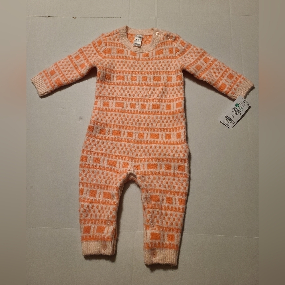 Carter's Peach Geometric Kids One Piece 9 Months NWT Button Closure - Picture 6 of 8